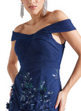 Aidan Mattox by Adrianna Papell  Embroidery Mermaid Gown Dress Navy Blue 10