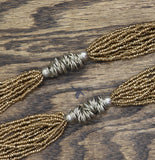 Seed Bead Twisted Wire Cluster Necklace Bronze Brown / Silver Gray 36" + 3"