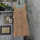 Rare Editions Big Girl Corduroy Vertical Seams Knee Length Dress Tan Brown 14