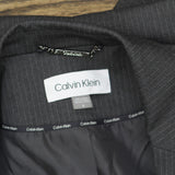 Calvin Klein Womens Single Button Blazer Suit Jacket Charcoal Gray / Cream 6