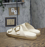 Universal Thread Womens Collin Bone Double Buckle Footbed Sandals Off White 12M