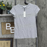 Calvin Klein Gray Embellished Printed Short Sleeve Crew Neck T-Shirt Gray XS