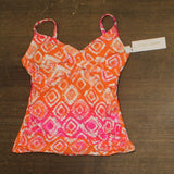 Anne Cole Underwire Drape Front Tankini Swim Top Pink / Orange 32DD / 34D