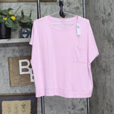 Gap Body Womens Ribbed Short-Sleeve Pajama Sleep Shirt Butterfly Pink XL