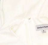 Shelby & Palmer Womens Chiffon Sleeve Knit Ruched Front Dress White 6