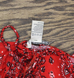 American Rag Cie Bandana Paisley Braided Straps V Neck Tunic Top Red / Multi S