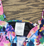 Swim Solutions Garden Swan Triple-Tiered Tankini Swim Top Navy Multi Blue 10