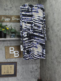 DKNY Printed Side-Ruched Sheer Long Sleeve Mesh Dress Black / Blue Multi 14