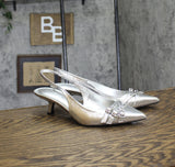 INC International Concepts Womens Capeka Slingback Pumps Silver Crinkle Gray 9M