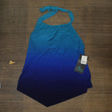 Aqua Green Women's Dip Dyed High Neck Tankini Top 674118