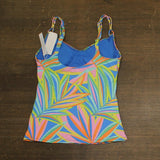 Bleu Rod Beattie Side Scoop Neck Tankini Swim Top On the Bright Print Blue 6
