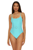 Becca Womens Standard Monte Carlo One Piece Swimsuit 221057 Oasis Blue M
