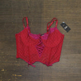 INC International Concepts Womens Printed Bustier Corset Crimson Leaf Red L