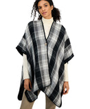 Style & Co. Womens Plaid to Solid Reversible Topper Cozy SC4642515 Black / Gray