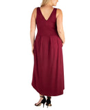24seven Comfort Apparel Womens Plus Size High Low Party Dress Burgundy Red 3X
