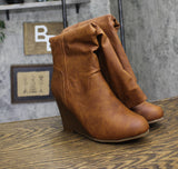 Journee Collection Langly Womens Wedge Knee High Boots Brown 8M