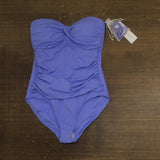 Anne Cole Color Twist Front Shirred One Piece Swimsuit Periwinkle Blue Purple 10