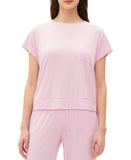 Gap Body Womens Ribbed Short-Sleeve Pajama Sleep Shirt Butterfly Pink L