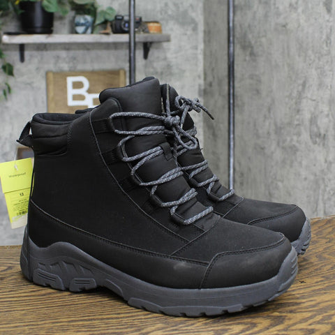 All In Motion Men's Mack Lace-Up Winter Hiker Boots Charcoal Gray Black 13