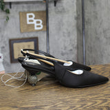 A New Day Simone Rhinestone Ball Satin Slingback Heels 94660900 Black 10M