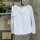Retro-ology Womens Knit Long Sleeve V-Neck Thermal Shirt Top Blue Multi L