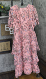 Jessica Simpson Paisley Tiered Midi Maternity Dress M9012368 Pink Multi XL