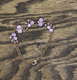 Fashion Crystal Tulip Garden Flower Bracelet Gold / Pink Purple 7.5"