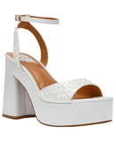 DV Dolce Vita Platform Block Heeled Pearl Dress Sandal Ivory Off White 8.5M