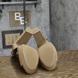 Sun + Stone Reeta Block Heel Platform Sandals 10008570800 Stone Gray Brown 10M