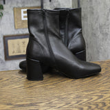 A New Day Womens Faux Leather Block Heel Booties Boots Black 9M
