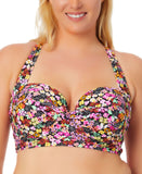 Salt + Cove Trendy Plus Size Ditsy-Print Underwire Bikini Top Black Multi 0X