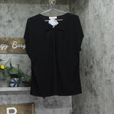 Kasper Womens Keyhole Ring Short-Sleeve Knit Shirt Top 10924137 Black XL