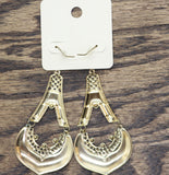 Melody Womens Fashion Teardrop Enamel Filigree Earrings Gold / Blue 3.5"