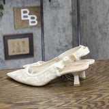 A New Day Womens Milan Slingback Pumps Lace 93708032 Cream Off White 9M