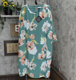 Ava & Viv Women's Plus Size Floral Print 3/4 Sleeve Dress 564899 Green 3X