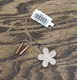 Mcys Flower Rhinestone Pendant Pull Drawstring Necklace Rose Gold