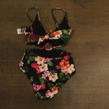 Bar III Fine Plunge Ring Over-the-Shoulder Monokini One Piece Black Multi M