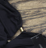 Carmen Marc Valvo Womens Beaded Scoop Neck One-Piece Swimsuit C10377 Black 12
