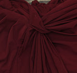 Betsy & Adam Petite Cap Sleeve Gathered Draped Slit Gown Dress Bordeaux Red 8P