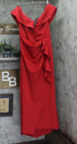 XSCAPE Womens Long Off the Shoulder Scuba Crepe Dress Gown 4793XW Red 16W