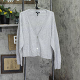 Aqua Womens Button Front Sweater Cashmere V-Neck Cardigan V10337 Light Gray 2XL