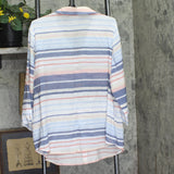 Alfred Dunner 3/4 Sleeve Button Down Striped Dress Shirt Blouse White Multi 1X