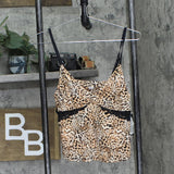 INC International Concepts Lace-Trim Short Pajama Cami Top Cheetah Brown M