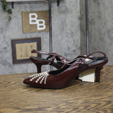 A New Day Womens Serafina Heels Rhinestone 94661788 Burgundy Red 10M