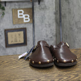 Universal Thread Studded Clog Mule Flat with Buckle 94303782 Brown 6.5M