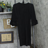 Ny Collection Womens Textured Knit Petite Dress with 3/4 Sleeves Black PM