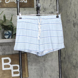 Roudelain Womens Printed T-Shirt & Shorts Loungewear Set Corleone Stripe Blue L