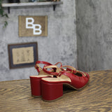 A New Day Womens Square Toe Mary Jane Memory Foam Insole Block Heels Red 6M