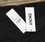 DKNY Petite Belted A-Line Dress Jewel Neck Pleated Mesh Dress XD4KI694 Black 0P