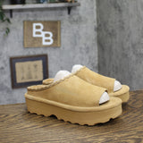 Bearpaw Navigate Open Toe Slide Platform Suede Sandals 1009137032 Iced Coffee 8M